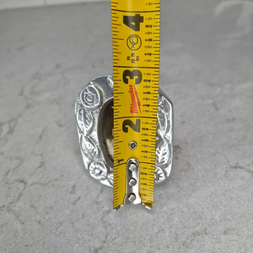Pewter Mexicano Handmade Mexico Floral Picture Frame Small Silver Tone Folk Art